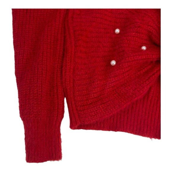 NOBO No Boundaries Women SZ M (7-9) Red Twisted Pearl Ribbed Crop Sweaters - Picture 4 of 11